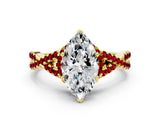 Yellow gold Heart Cut Diamond with Ruby side stone Halo Twist Band Solitaire Prong Setting Ring_24