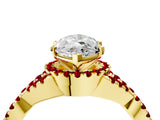 Yellow gold Heart Cut Diamond with Ruby side stone Halo Twist Band Solitaire Prong Setting Ring_28