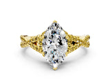 Yellow gold Heart Cut Diamond with Yellow Sapphire side stone Halo Twist Band Solitaire Prong Setting Ring_24