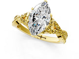 Yellow gold Heart Cut Diamond with Yellow Sapphire side stone Halo Twist Band Solitaire Prong Setting Ring_25