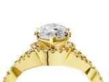 Yellow gold Heart Cut Diamond with Yellow Sapphire side stone Halo Twist Band Solitaire Prong Setting Ring_28