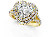 Yellow gold Heart Cut Double Halo Split Shank Diamond Ring with Prong Setting_50