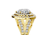 Yellow gold Heart Cut Double Halo Split Shank Diamond Ring with Prong Setting_54
