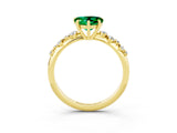 Yellow gold Heart Cut Emerald Cluster Side Stone Solitaire Ring with Prong Setting_27