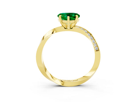 Yellow gold Heart Cut Emerald Engagement Ring with Side Stone Accents and Four-Prong Setting_39