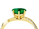Yellow gold Heart Cut Emerald Engagement Ring with Side Stone Accents and Four-Prong Setting_76