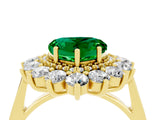 Yellow gold Heart Cut Emerald Floral Double Halo Engagement Ring with Prong Setting_64