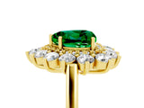 Yellow gold Heart Cut Emerald Floral Double Halo Engagement Ring with Prong Setting_65