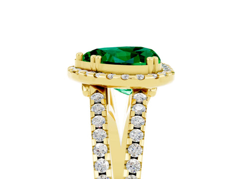 Yellow gold Heart Cut Emerald Halo Split Shank Engagement Ring_17