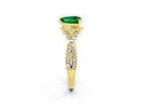 Yellow gold Heart Cut Emerald  Halo Twist Band Solitaire Prong Setting Ring_38