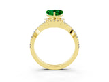 Yellow gold Heart Cut Emerald  Halo Twist Band Solitaire Prong Setting Ring_39