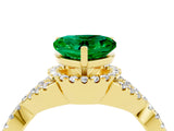 Yellow gold Heart Cut Emerald  Halo Twist Band Solitaire Prong Setting Ring_40