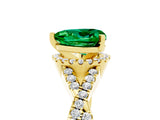 Yellow gold Heart Cut Emerald  Halo Twist Band Solitaire Prong Setting Ring_41