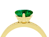 Yellow gold Heart Cut Emerald Milgrain Pavé Engagement Ring with Four-Prong Setting_16