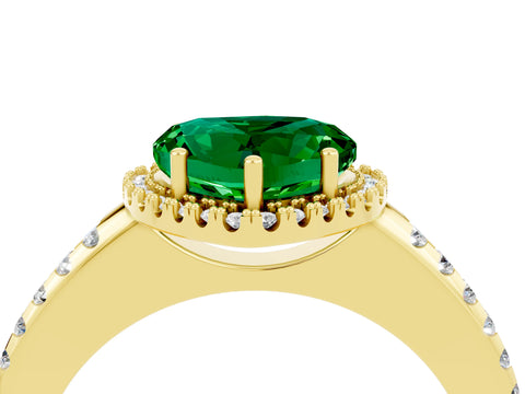 Yellow gold Heart Cut Emerald Pavé Halo Ring with Four-Prong Setting_16