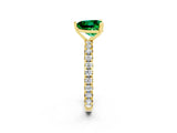 Yellow gold Heart Cut Emerald Pavé Solitaire Ring with Round Band and Prong Setting_26
