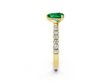 Yellow gold Heart Cut Emerald Pave Band Solitaire Ring with Four-Prong Setting_26