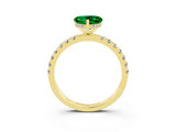 Yellow gold Heart Cut Emerald Pave Band Solitaire Ring with Four-Prong Setting_27