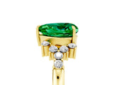 Yellow gold Heart Cut Emerald Ring with Side Stones and Four-Prong Setting_41