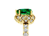 Yellow gold Heart Cut Emerald Scalloped Halo Engagement Ring with Round Shared Prong Band_29