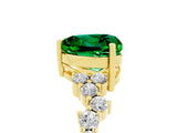 Yellow gold Heart Cut Emerald Scattered Round Accent Ring with Prong Setting_29