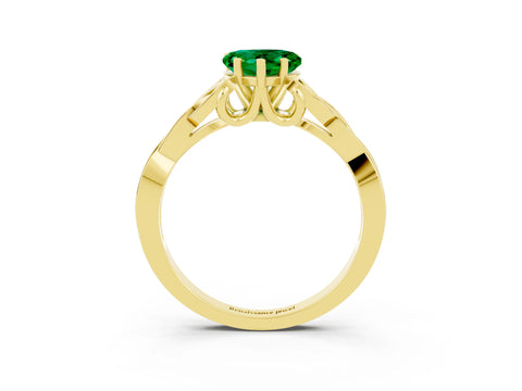 Yellow gold Heart Cut Emerald Solitaire Celtic Knot Ring with Four-Prong Setting_15