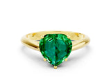 Yellow gold Heart Cut Emerald Solitaire Engagement Ring with Cathedral Setting and Four-Prong Mount_24