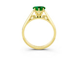 Yellow gold Heart Cut Emerald Solitaire Engagement Ring with Cathedral Setting and Four-Prong Mount_27