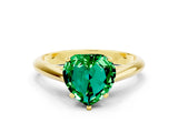 Yellow gold Heart Cut Emerald Solitaire Engagement Ring with Cathedral Setting and Four-Prong Mount_66