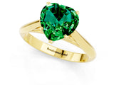 Yellow gold Heart Cut Emerald Solitaire Engagement Ring with Cathedral Setting and Four-Prong Mount_67