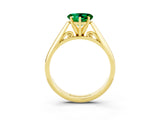 Yellow gold Heart Cut Emerald Solitaire Engagement Ring with Cathedral Setting and Four-Prong Mount_69