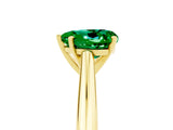 Yellow gold Heart Cut Emerald Solitaire Engagement Ring with Cathedral Setting and Four-Prong Mount_71