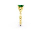 Yellow gold Heart Cut Emerald Solitaire Engagement Ring with Celtic Knot Band and Four-Prong Setting_2