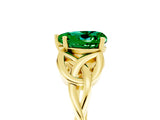 Yellow gold Heart Cut Emerald Solitaire Engagement Ring with Celtic Knot Band and Four-Prong Setting_5