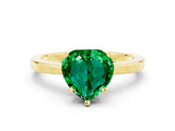 Yellow gold Heart Cut Emerald Solitaire Engagement Ring with Classic Band and Four-Prong Setting_24