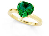 Yellow gold Heart Cut Emerald Solitaire Engagement Ring with Classic Band and Four-Prong Setting_25
