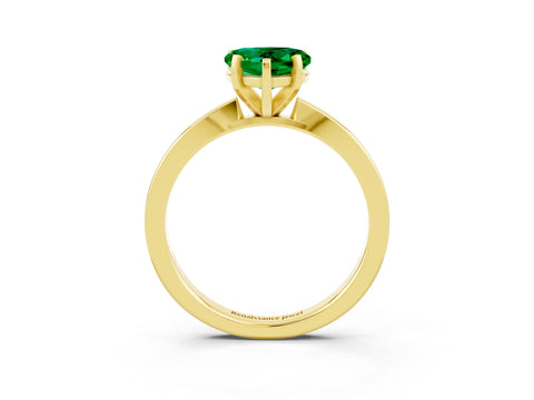 Yellow gold Heart Cut Emerald Solitaire Engagement Ring with Classic Band and Four-Prong Setting_27