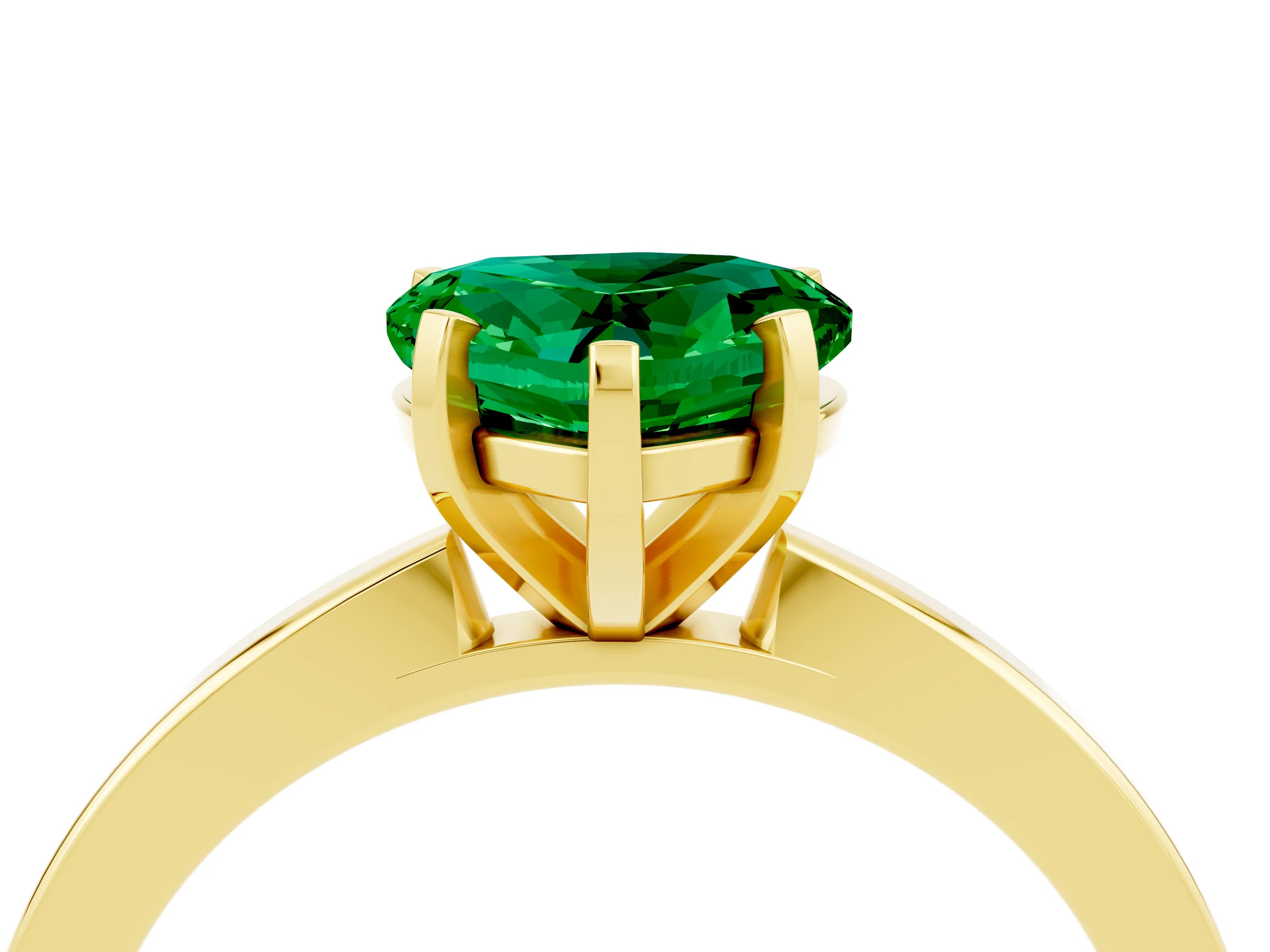 Yellow gold Heart Cut Emerald Solitaire Engagement Ring with Classic Band and Four-Prong Setting_28