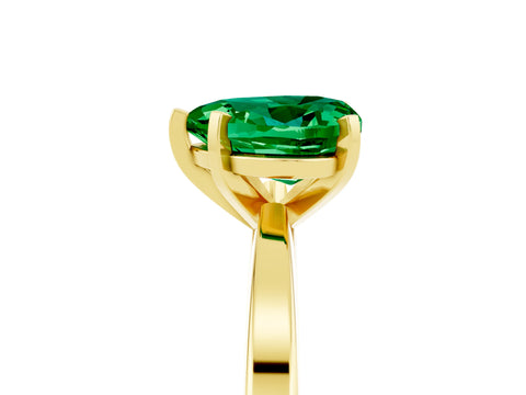 Yellow gold Heart Cut Emerald Solitaire Engagement Ring with Classic Band and Four-Prong Setting_29