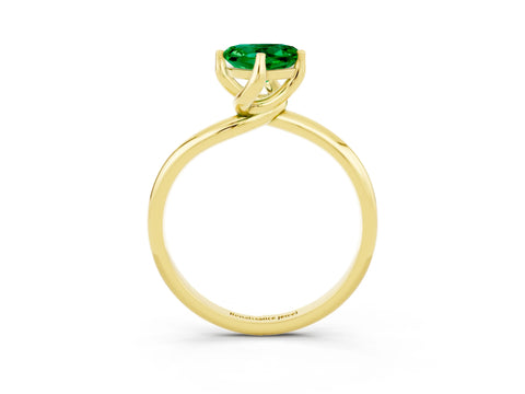 Yellow gold Heart Cut Emerald Solitaire Engagement Ring with Four-Prong Setting and Classic Band_15