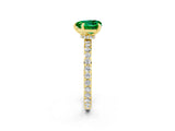 Yellow gold Heart Cut Emerald Solitaire Engagement Ring with Pavé Band and Four-Prong Setting_2