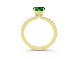Yellow gold Heart Cut Emerald Solitaire Engagement Ring with Pavé Band and Four-Prong Setting_3