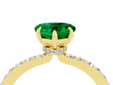 Yellow gold Heart Cut Emerald Solitaire Engagement Ring with Pavé Band and Four-Prong Setting_4