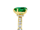 Yellow gold Heart Cut Emerald Solitaire Engagement Ring with Pavé Band and Four-Prong Setting_5