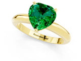 Yellow gold Heart Cut Emerald Solitaire Engagement Ring with Round Band and Four-Prong Setting_1