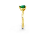 Yellow gold Heart Cut Emerald Solitaire Engagement Ring with Round Band and Four-Prong Setting_2
