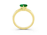 Yellow gold Heart Cut Emerald Solitaire Engagement Ring with Round Band and Four-Prong Setting_3