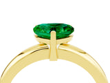 Yellow gold Heart Cut Emerald Solitaire Engagement Ring with Round Band and Four-Prong Setting_4