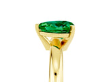 Yellow gold Heart Cut Emerald Solitaire Engagement Ring with Round Band and Four-Prong Setting_5
