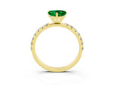 Yellow gold Heart Cut Emerald Solitaire Pavé Band with Four-Prong Setting_3